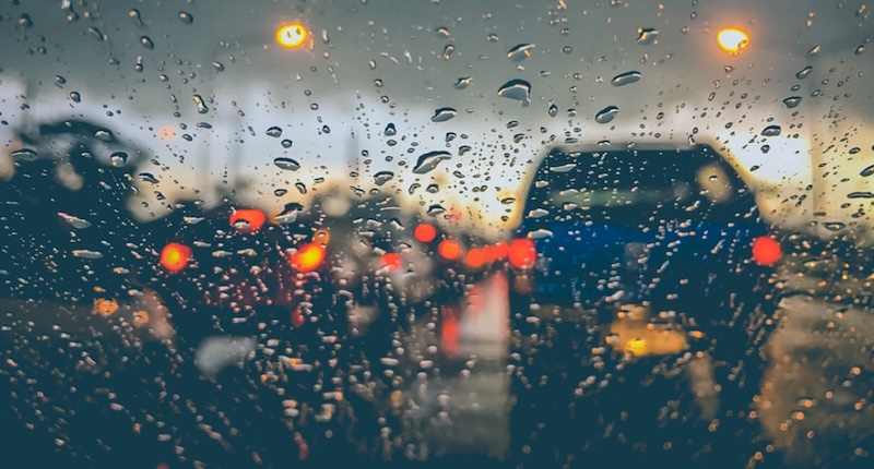 rain on car windshield 